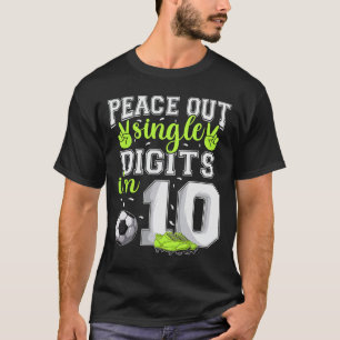 Camiseta Aniversário de 10 anos Meninos Futebol Peace Out D