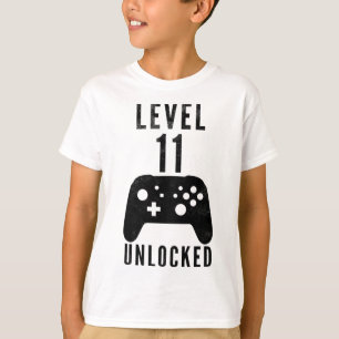 Camiseta Aniversário de 11 anos de crianças Jogador Nível 1
