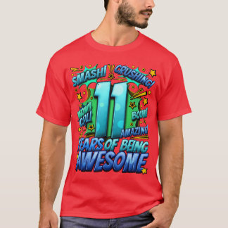 Camiseta Aniversário de 11 anos Estilo Cômico Incrível Desd