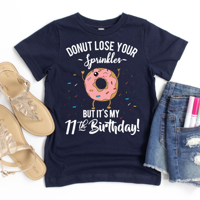 Camiseta Aniversário de 11 anos Funny Donut Décimo Primeiro (Criador carregado)