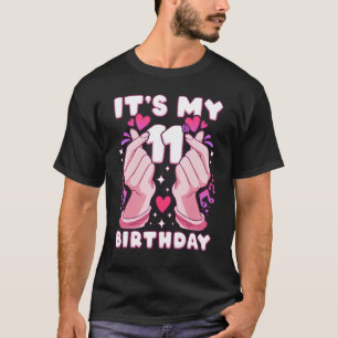 Camiseta Aniversário de 11 anos, pop K, coração dos dedos,