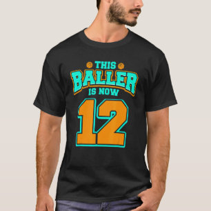 Camiseta Aniversário De 12 Para Rapazes, Basquete, 12 Anos,
