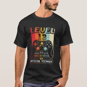 Camiseta Aniversário de 13 Anos Meninos Nível 13 Desbloquea