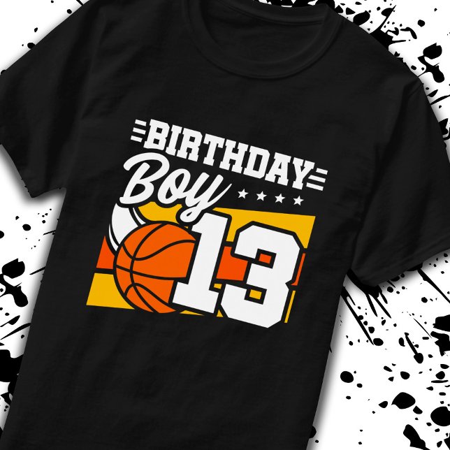 Camiseta Aniversário de 13 de Basquete de 13 Anos (Criador carregado)