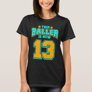 Camiseta Aniversário De 13 Para Rapazes, Basquete, 13 Anos,