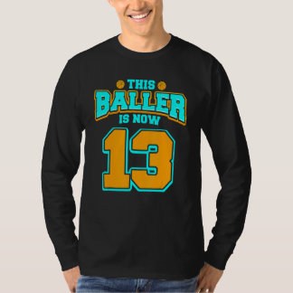 Camiseta Aniversário De 13 Para Rapazes, Basquete, 13 Anos,