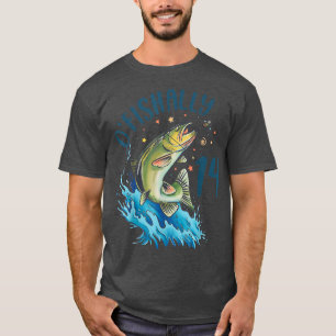 Camiseta Aniversário de 14 Anos de Pesca 14º Peixe Bass Ado