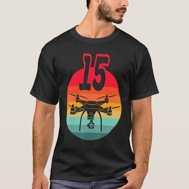 Camiseta Aniversário de 15 I Retro Remote Control Drones co (Frente)