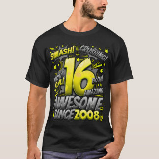 Camiseta Aniversário de 16 anos Estilo Cômico Incrível desd