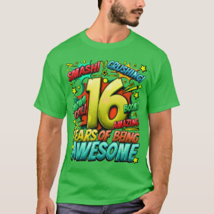 Camiseta Aniversário de 16 anos Estilo de Desenho Animado I