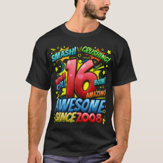 Camiseta Aniversário de 16 anos Estilo de Desenho Animado I