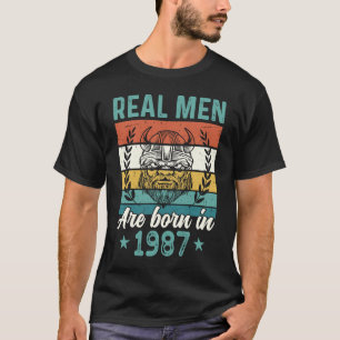 Camiseta Aniversário De 1987 Homens Reais São Nasceres Em 1