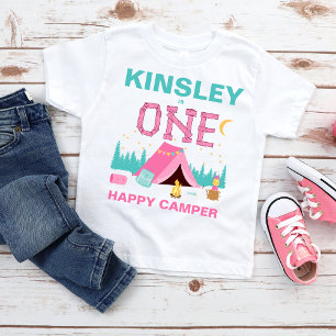 Camiseta Aniversário de 1 ano com tema de Acampamento Feliz
