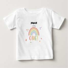 Camiseta Aniversário de 1 ano Cute Pastel Arco-íris