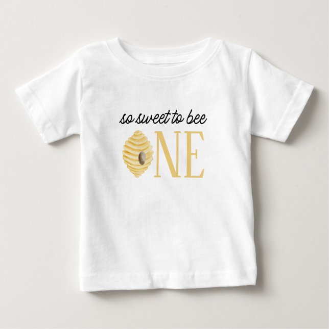 Camiseta Aniversário de 1 ano da Abelha Doce para ser Uma (Frente)