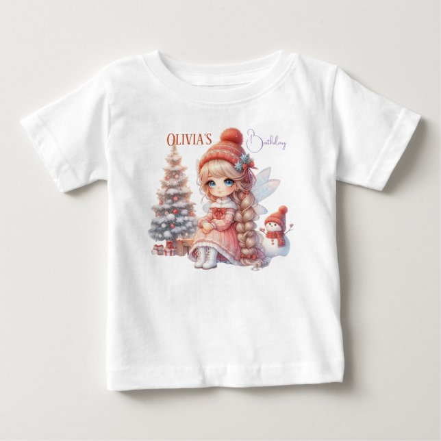 Camiseta Aniversário de 1 ano da Menina Fada (Frente)