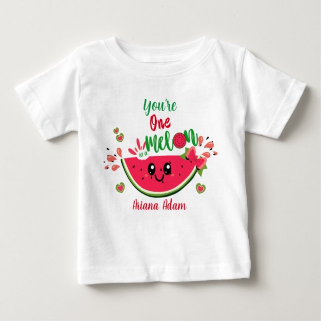 Camiseta Aniversário de 1 ano da Menina Melancia Única no M (Frente)
