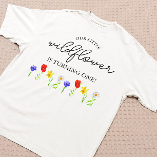 Camiseta Aniversário de 1 ano da Pequena Flor Silvestre