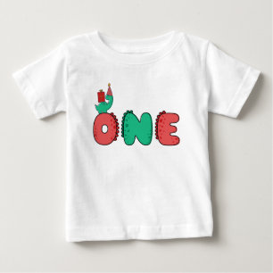 Camiseta Aniversário de 1 ano do Dinossauro Fofo