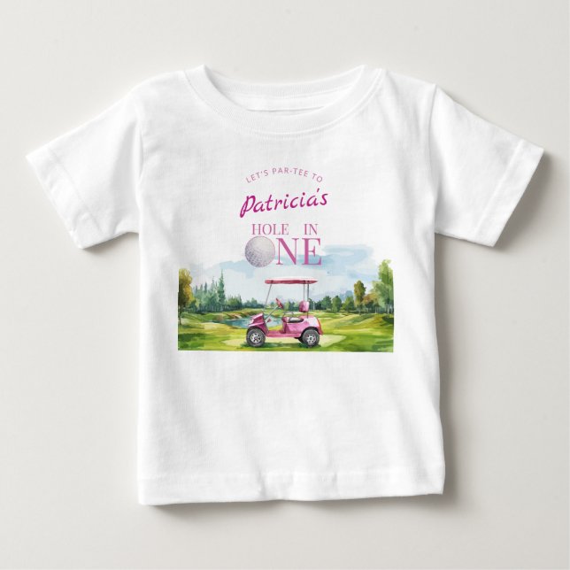 Camiseta Aniversário de 1 ano do Hole In One Pink Golf  (Frente)