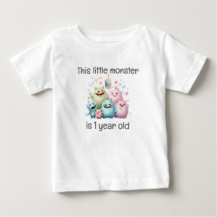 Camiseta Aniversário de 1 ano do Pequeno Monstro