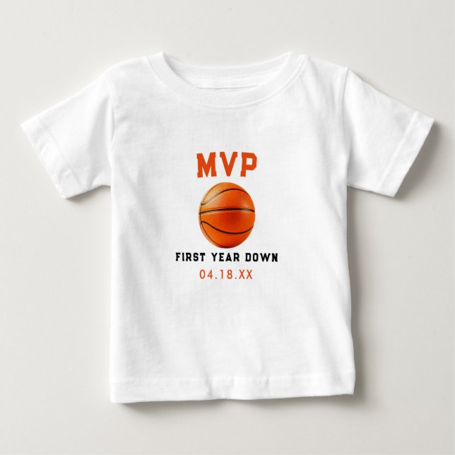 Camiseta Aniversário de 1 ano do primeiro ano de basquete (Frente)