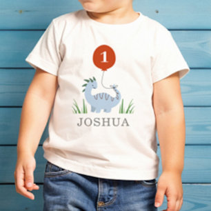 Camiseta Aniversário de 1 ano dos Meninos Dinossauros