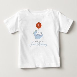 Camiseta Aniversário de 1 ano dos Meninos Dinossauros