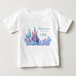 Camiseta Aniversário de 1 ano Frozen Cartoon Castelo Primei