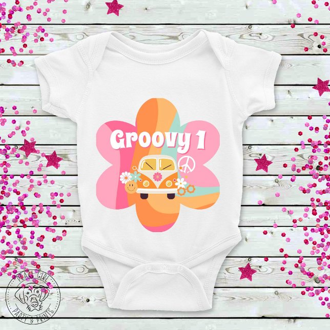 Camiseta Aniversário de 1 ano Groovy (Criador carregado)