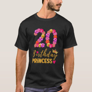 Camiseta Aniversário De 20 Anos Princesa Flor É Minha 20 B