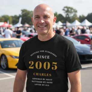 Camiseta aniversário de 21 anos 2005 Nome Personalizado Pre