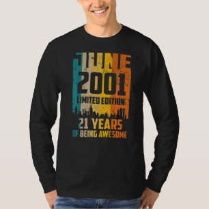 Camiseta aniversário de 21 anos 21 Anos Incrível Desde Junh