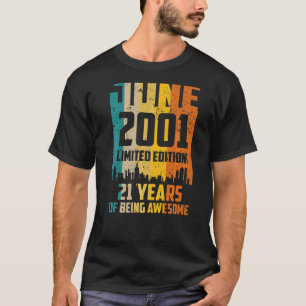 Camiseta aniversário de 21 anos 21 Anos Incrível Desde Junh