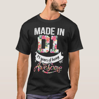 Camiseta aniversário de 21 anos de 21 anos em 2001 Menina