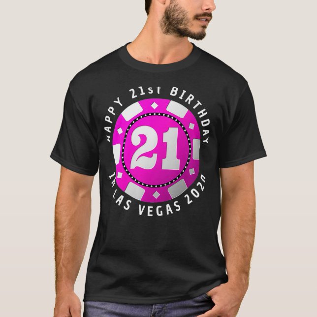 Camiseta aniversário de 21 anos em Las Vegas 2020 Poker Chi (Frente)