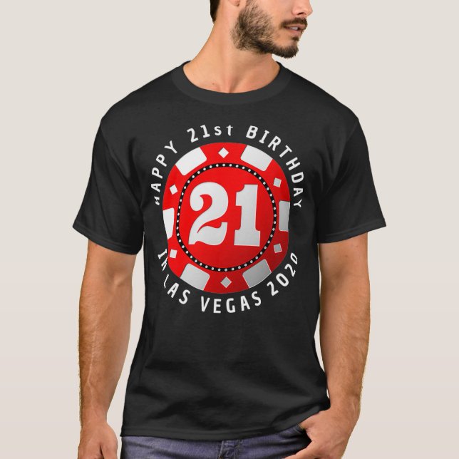 Camiseta aniversário de 21 anos em Las Vegas 2020 Poker Chi (Frente)