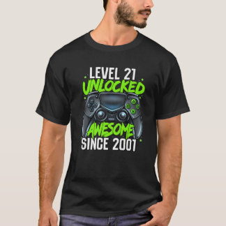 Camiseta aniversário de 21 anos Gaming Nível 21 Sin Incríve