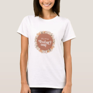 Camiseta aniversário de 21 anos pampas herbáceas terracot