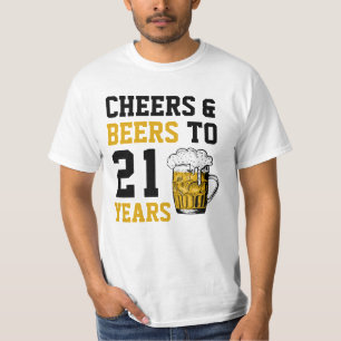 Camiseta aniversário de 21 anos para saudações e cervejas a