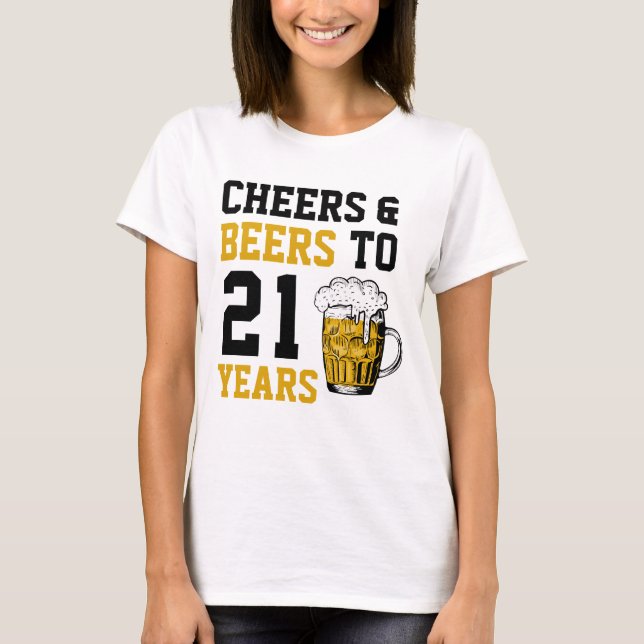 Camiseta aniversário de 21 anos para saudações e cervejas a (Frente)