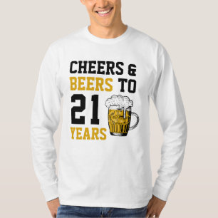 Camiseta aniversário de 21 anos para saudações e cervejas a