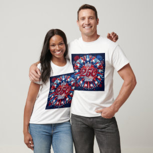 Camiseta Aniversário de 250 anos da América 1776-2026 Fogos