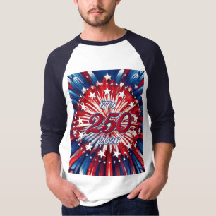 Camiseta Aniversário de 250 anos da América 1776-2026 Fogos