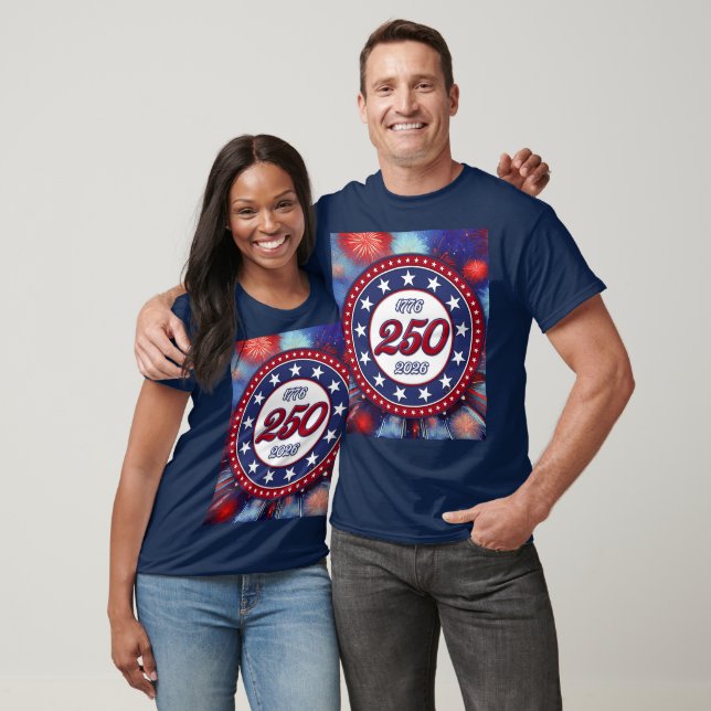 Camiseta Aniversário de 250 anos da América Gráfico Fogo de (Unissex)