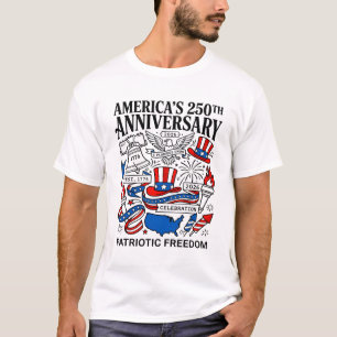 Camiseta Aniversário de 250 anos da América Patriota Liberd