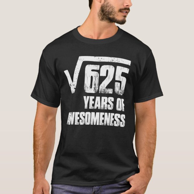 Camiseta Aniversário De 25 Para Raiz Quadrada Masculina De  (Frente)