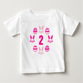 Camiseta Aniversário de 2 anos de Páscoa Rosa