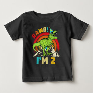 Camiseta Aniversário de 2 anos Dinosaur T Rex Rawr Eu tenho