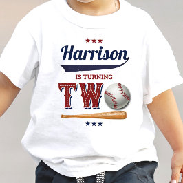 Camiseta Aniversário de 2 anos do Baseball Infantil